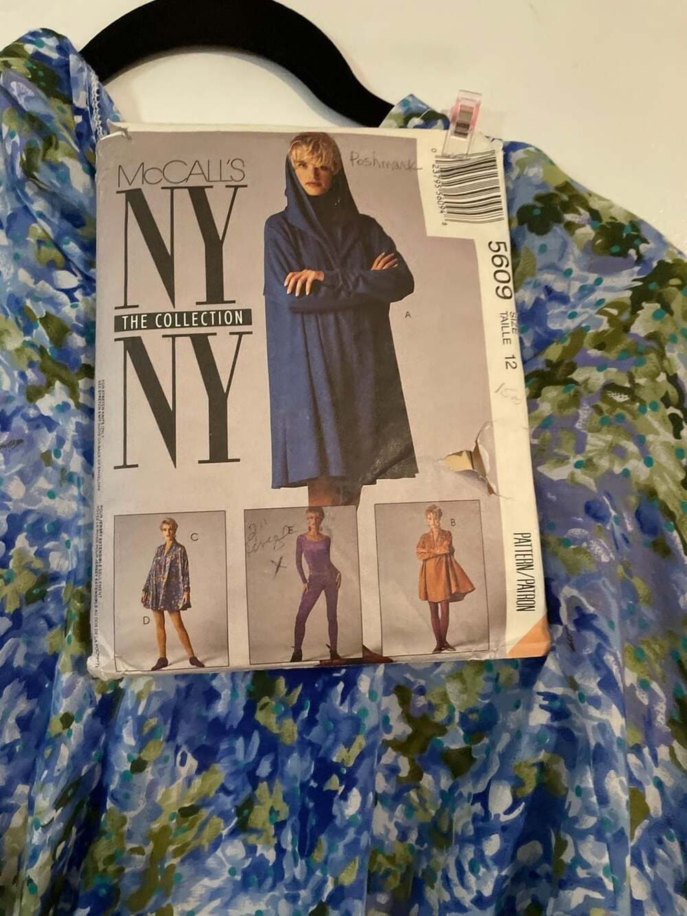 Vintage McCall's NY collection Custom Blue Spandex Unitard and Floral Chiffon Po